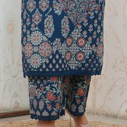 THE JAIPUR STUDIO Women Ethnic Motifs Printed Regular Pure Cotton Kurta with Trousers image 3