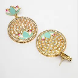 Sukkhi Gold-Plated Artificial Stone Studded & Beaded Meenakari Necklace With Earrings image 3