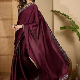 all about you Embellished Embroidered Satin Designer Saree image 5