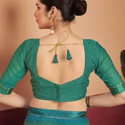 KALINI Floral Printed Saree With Attached Lace & Contrast Blouse Piece image 2