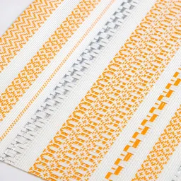 Nestasia Orange-Colored & White 6 Pieces Striped Textured Anti-Slip Table Placemats image 3