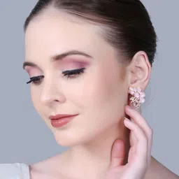 PUJVI Artificial Stones Studded Contemporary Drop Earrings image 4