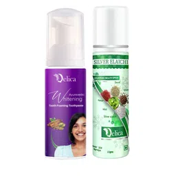 Qelica Ayurvedic Teeth Whitening Foam Toothpaste 60ml With Mouth Spray -10g-image-31