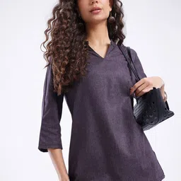 Anouk Rustic Mandarin Collar Straight Kurti-image-43
