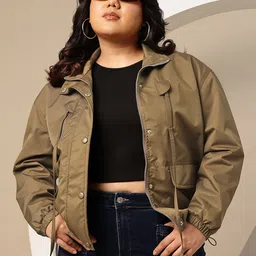 Sztori Plus Size Mock Collar Tailored Jacket with Toggled Hem-picture-22