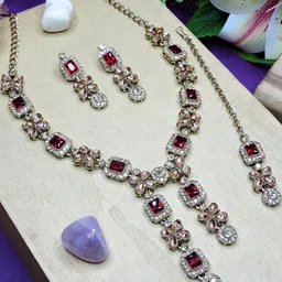 VATSALYA creation Gold-Plated Artificial Stone Studded Jewellery Set-picture-9