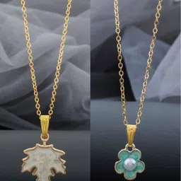 Birado Jewellery Set Of 2 Stainless Steel Gold-Plated Pendant & Chains-image-92