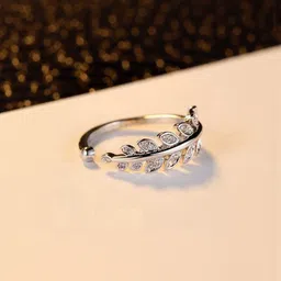 J.S ENTERPRISES Women Stainless Steel Leaf Design Finger Ring image 1