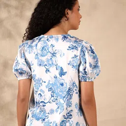 Justin Whyte Floral Printed V-Neck Puff Sleeve Top image 4