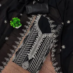 KALINI Floral Embroidered Unstitched Dress Material-image-90