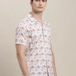 Turtle Floral Printed Cuban Collar Relaxed Cotton Tencel Shirt image 2