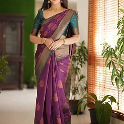 Mitera Ethnic Motifs Zari Silk Blend Kanjeevaram Saree-picture-39