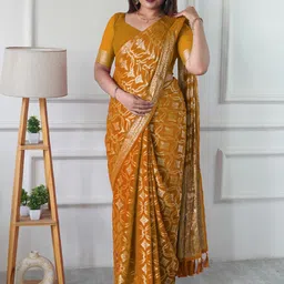 FLOURIOUS Woven Design Zari Pure Georgette Banarasi Saree-picture-17