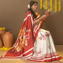 RACHNA Durga Letter Prints Dola Silk Ready To Wear Saree image 3