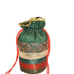 Exotic India Embroidered Silk Potli Clutch-picture-38