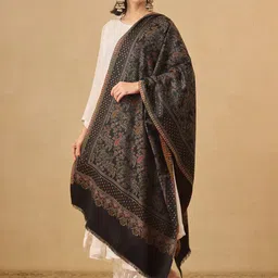 Pashmoda Floral Woven Design Haseen Kaani Woolen Shawl image 5