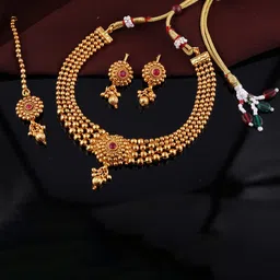 Rujve Jewellery Gold-Plated Stone-Studded Jewellery Set-picture-10