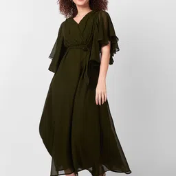 Iti Flutter Sleeve Georgette Maxi Dress-image-34