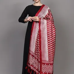 Exotic India Ethnic Motifs Printed Art Silk Dupatta with Zari image 5