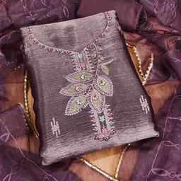 Blissta Embroidered Silk Chiffon Unstitched Dress Material-picture-15