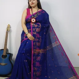 saree star Self Design Tant Cotton Silk Saree image 1