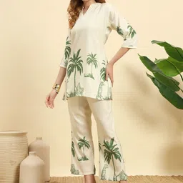 NE STYLE Printed Mandarin Collar Tunic & Palazzos Co-Ords image 4