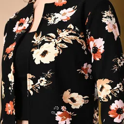 SFOTY Floral Printed Mandarin Collar Long Sleeves Crop Shrug image 4