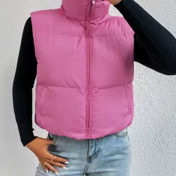 DIMPY GARMENTS Women Lightweight Crop Puffer Jacket image 4