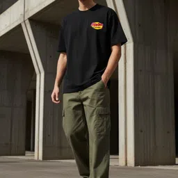 glitchez Men Black Relaxed Fit Typography Printed T-shirt image 3