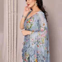 KALINI Floral Printed Saree With Blouse Piece-picture-35