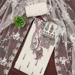 Panzora Embroidered Unstitched Dress Material-picture-36