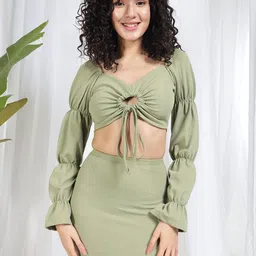 BAESD V Neck Top With Skirt Co-Ords Set-image-46