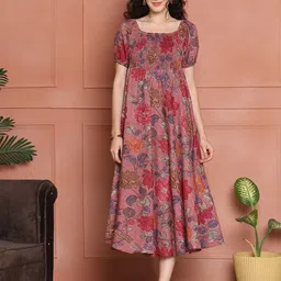 Aawari Women Floral Print Off-Shoulder Maxi Midi Dress-picture-11