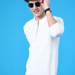 V-Mart Men Shirt Collar Cotton Self Design Sweatshirt image 2