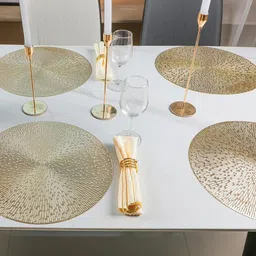 TIED RIBBONS 4Pcs Textured Round Shape Table Placemats image 2