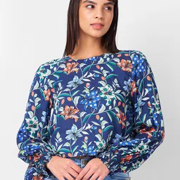 IZEL Tropical Print Puff Sleeve Twisted Styled Back Crop Top-picture-29
