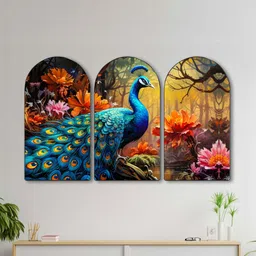 SAF Multicoloured MDF Birds and Animals Wall Paintings image 2