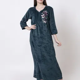 AVYAY Embroidered Woolen Maxi Nightdress-picture-13
