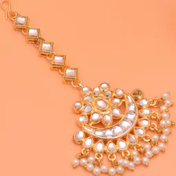 mohit jewellers Gold-Plated Artificial Stones and Beads Studded Matha Patti Head Jewellery-picture-32