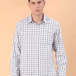 V-Mart Men Grid Tattersall Checked Spread Collar Cotton Dobby Casual Shirt-image-71