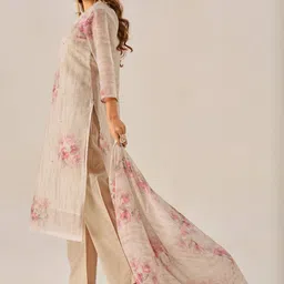 IOLY Women Floral Printed Regular Thread Work Linen Kurta with Trousers & With Dupatta-picture-16