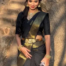 FASHIONIZO Woven Design Zari Saree with Unstitched Blouse Piece-picture-36