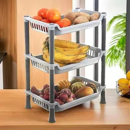 premsakhi Fruits/Vegetables Kitchen Rack 3 Layer small plastic Fruits Vegetables Kitchen Rack Plastic image 3
