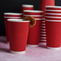 paricott (Pack of 25) Paper Cup | Ripple Disposable Glass for Hot & Cold Beverages 25Pcs Glass Set Water/Juice Glass image 3
