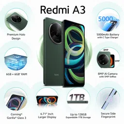 redmi A3 (Olive Green, 128 GB) image 2