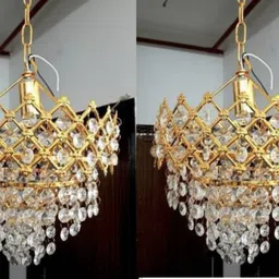 energia Crystal Gold polish metal 160mm chandelier hanging ceiling jhoomer pack of 2 Chandelier Ceiling Lamp-picture-18