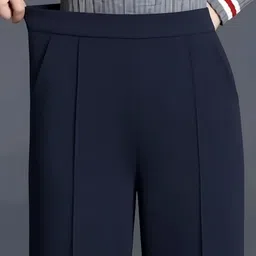 nxtwin Women Regular Fit Dark Blue Polyester Trousers image 4