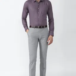 van heusen Men Slim Fit Checkered Spread Collar Formal Shirt image 3