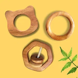 babycov Natural Neem Wood Baby Teethers |Wooden Teething Toys for 3+ Months (Set of 3) Teether-picture-23