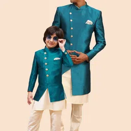 VASTRAMAY Boys Angrakha Style Slim-Fit Indo Western Sherwani-picture-13